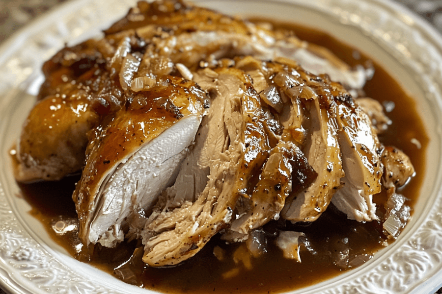 A substitute for au jus in Mississippi chicken is beef or chicken broth mixed with a pinch of onion and garlic powder for flavor.