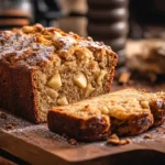 Apple Banana Bread loaf with fresh apple and banana slices