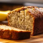 Freshly baked banana bread with golden crust and soft interior.