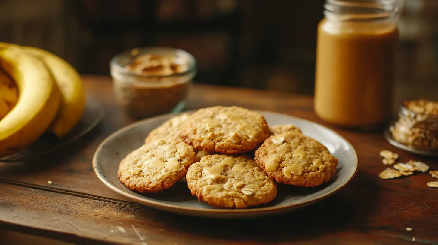 Freshly baked healthy banana bread cookies without flour