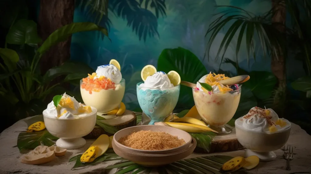 Unique banana pudding variations served in coconut shells