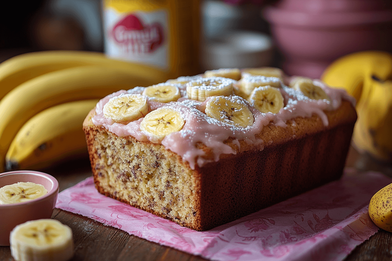 Chiquita Banana Bread Mix box placed on a kitchen counter, showcasing its packaging for easy identification.