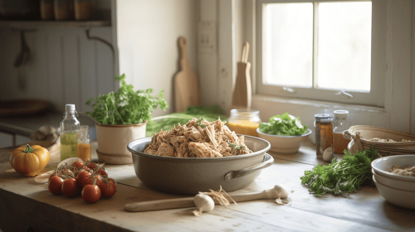 Mississippi Chicken in a slow cooker with fresh ingredients