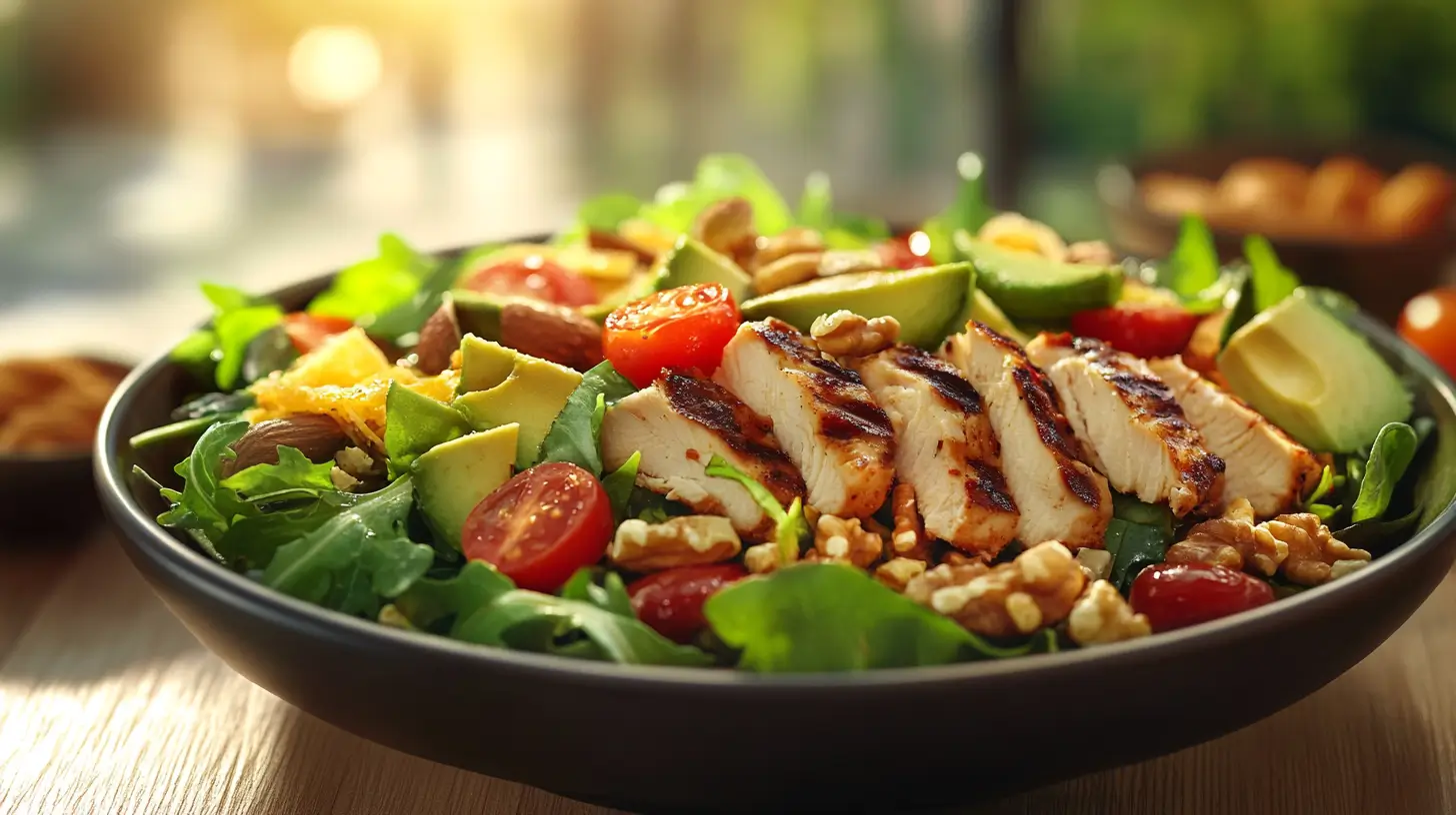 Fresh Wendy’s salad with chicken, avocado, and greens.