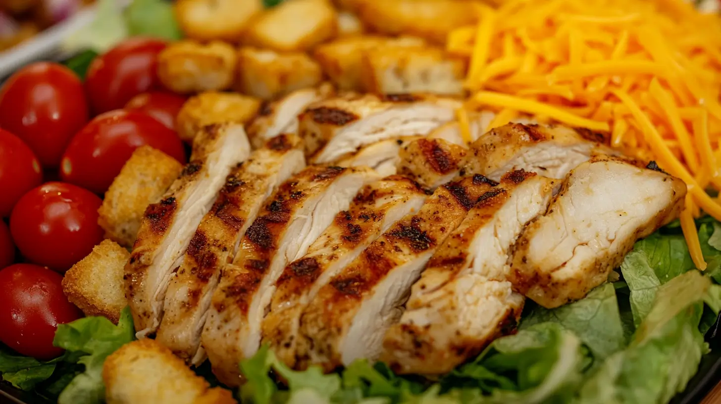 Fresh Jack in the Box Grilled Chicken Salad with toppings.