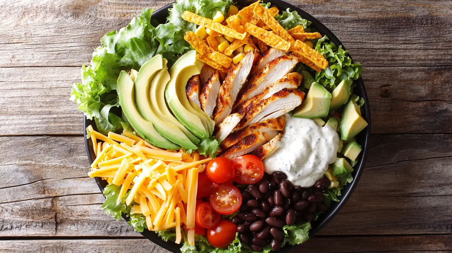 Southwest Salad with chicken and toppings