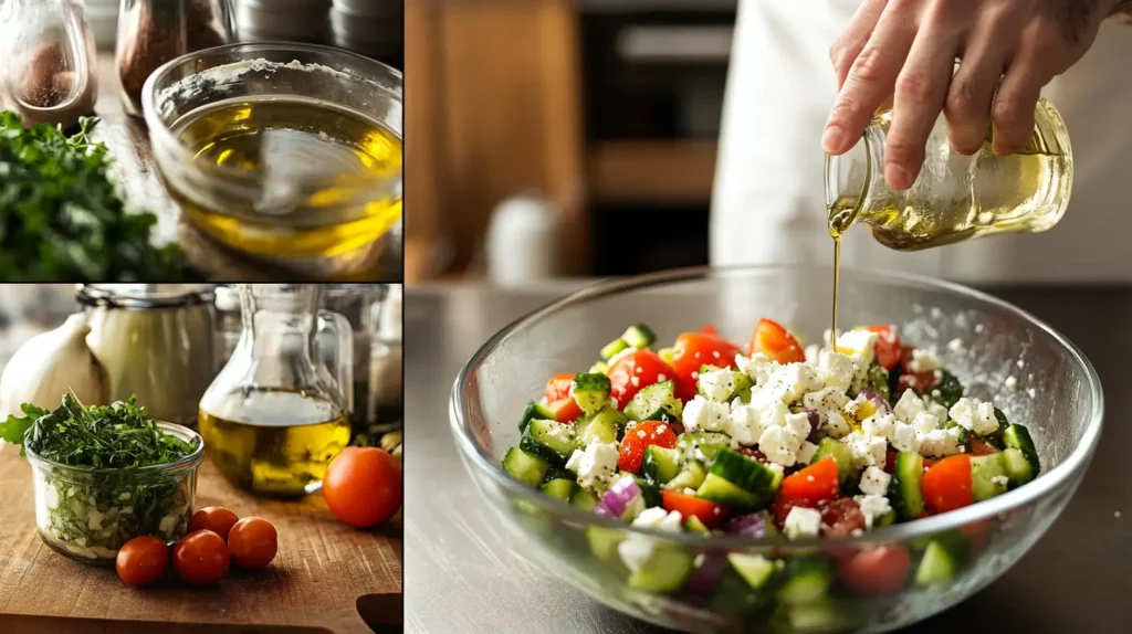 Step-by-step preparation of Greek salad