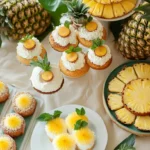Tropical pineapple desserts on a summer table