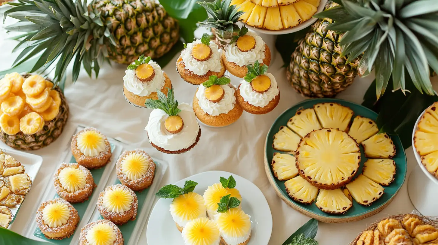 Tropical pineapple desserts on a summer table