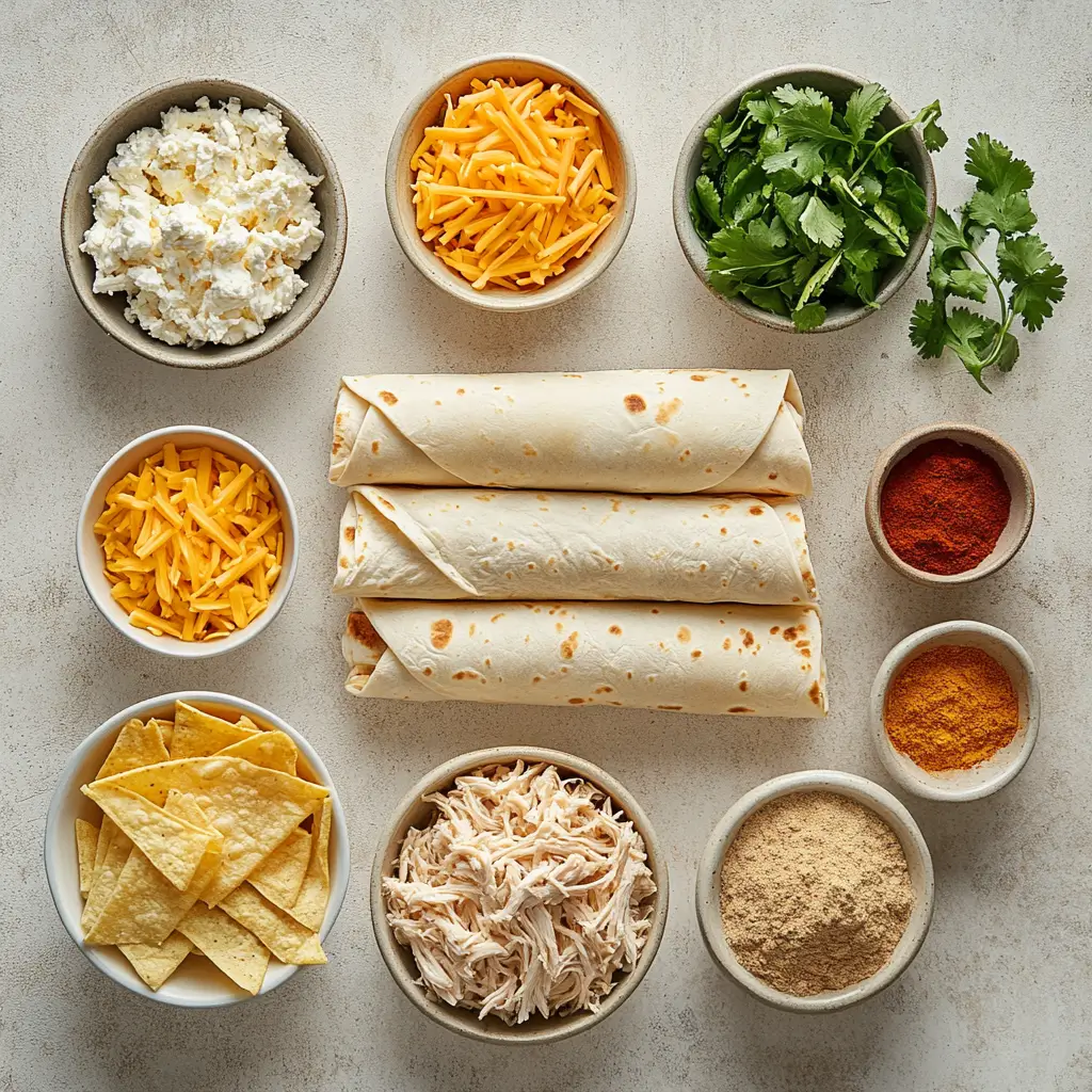 Ingredients for air fryer chicken taquito recipe