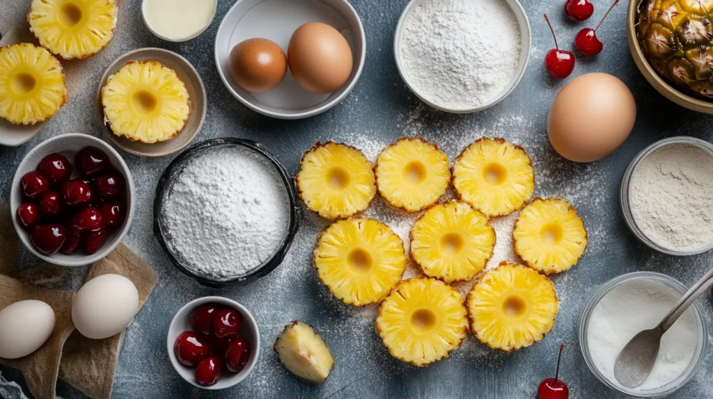 Ingredients for classic pineapple dessert recipes