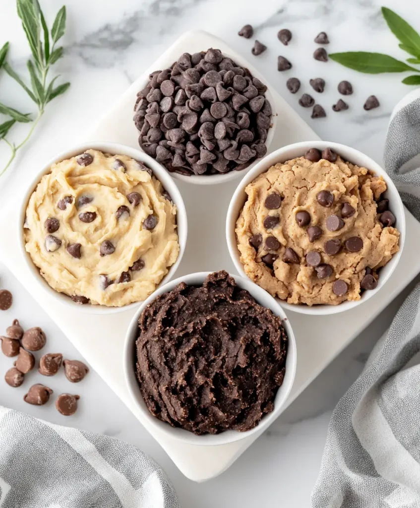 Three protein cottage cheese cookie dough variations with different toppings
