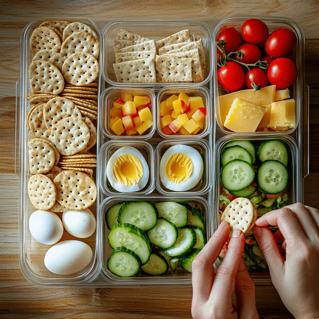 Step-by-step preparation of a bento-style lazy girl lunch