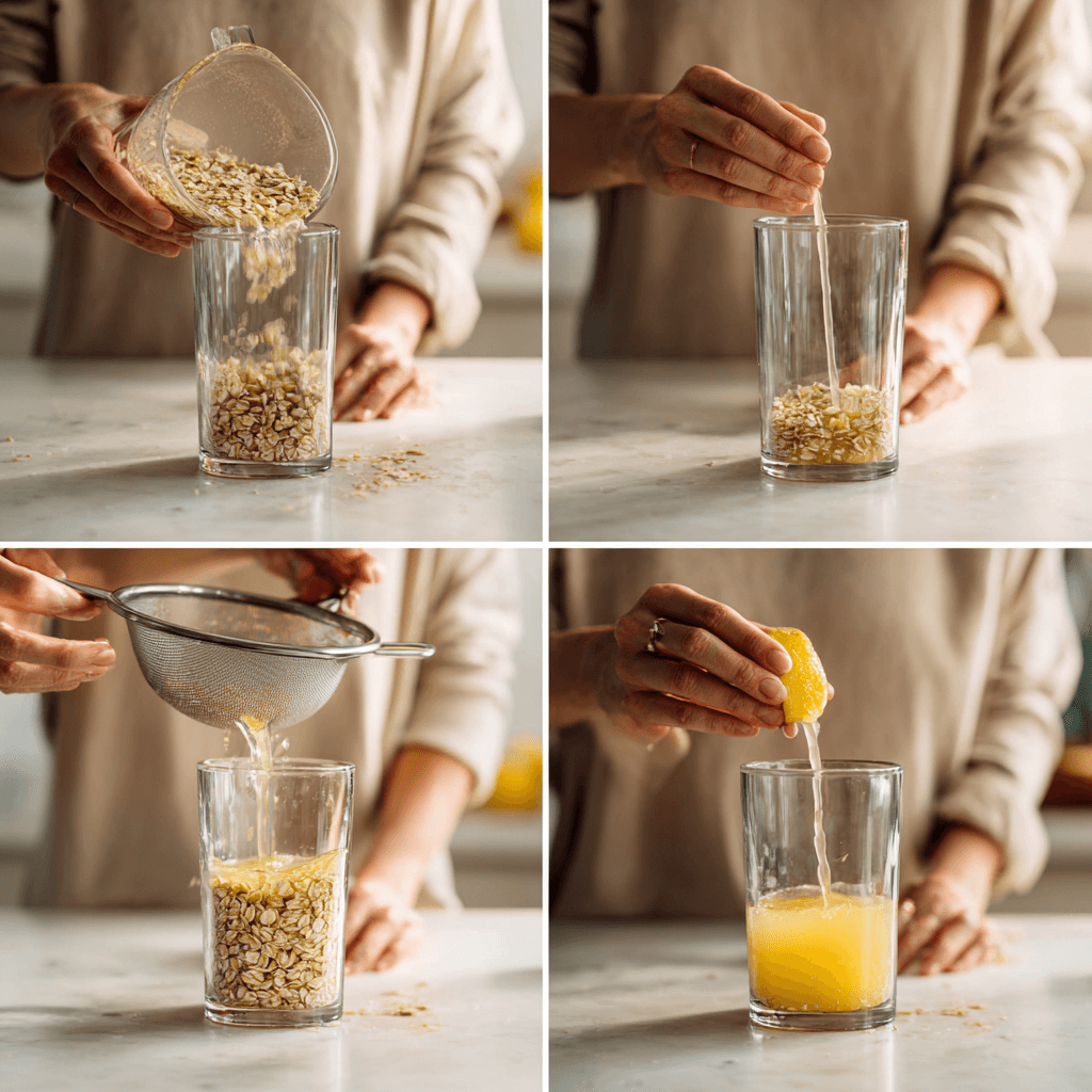 Four-step process for making Oatzempic with oats, water, and lemon