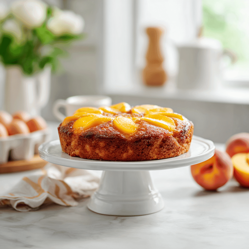 peach cake recipe close up