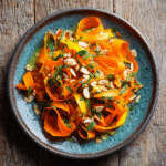 ribbon carrot salad in bowl