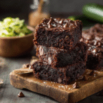 zucchini brownies freshly baked on board