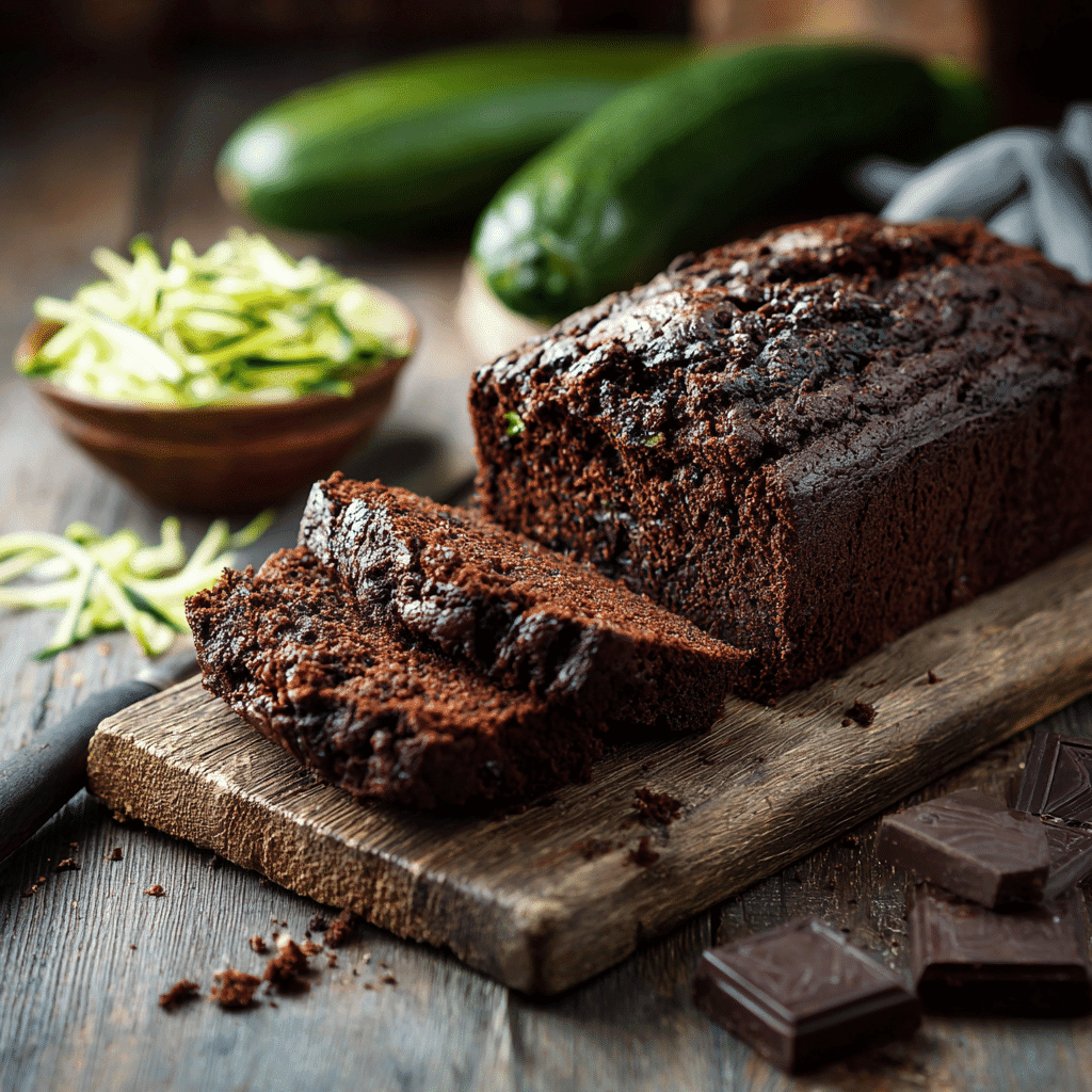 Chocolate zucchini bread freshly sliced