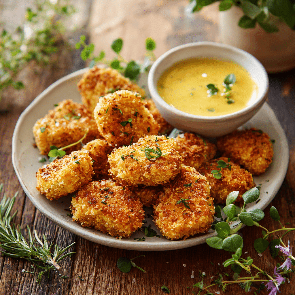 Gluten Free Chicken Nuggets served with honey mustard