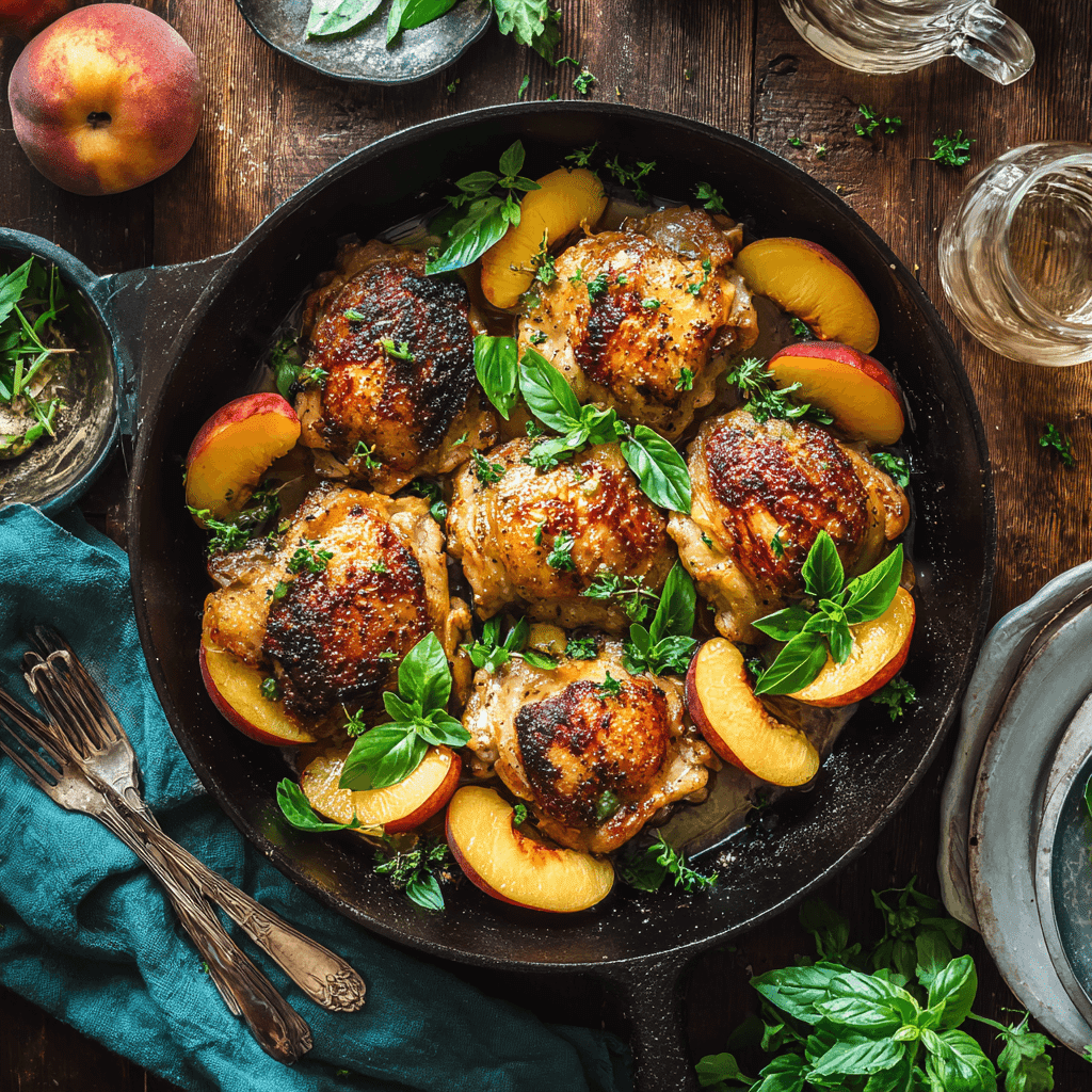 Chicken and Peaches Recipe featured dish