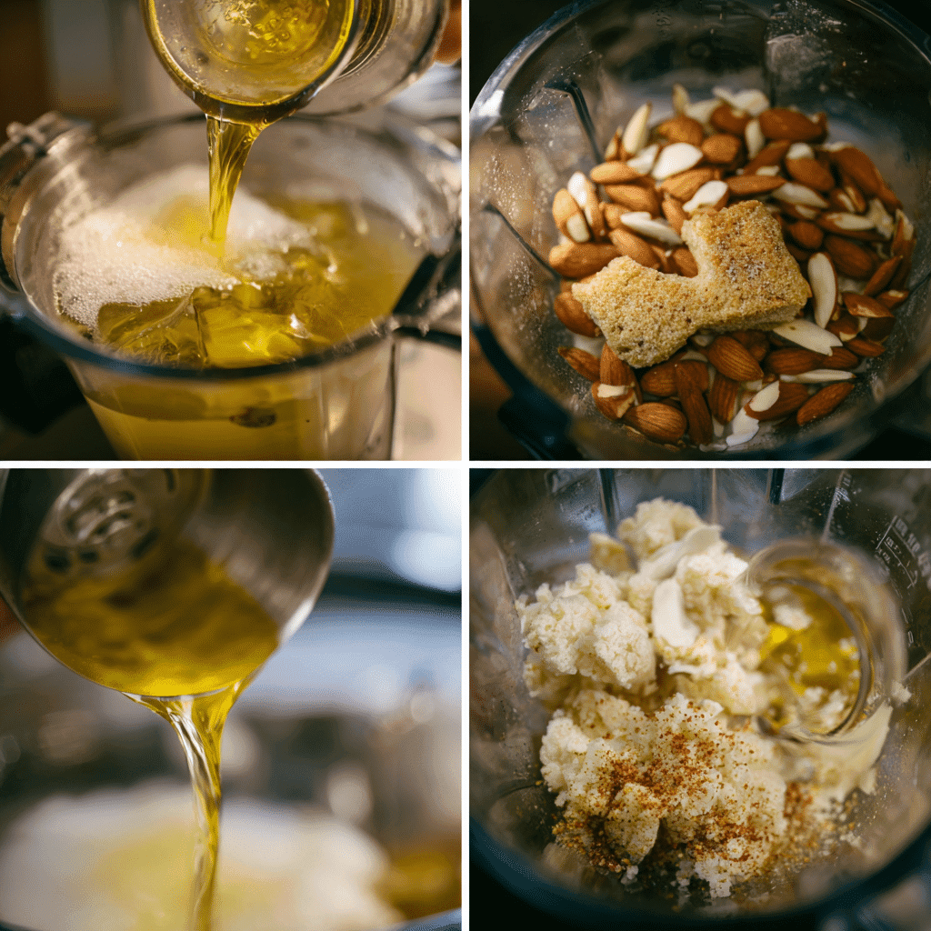Blending ajo blanco soup ingredients