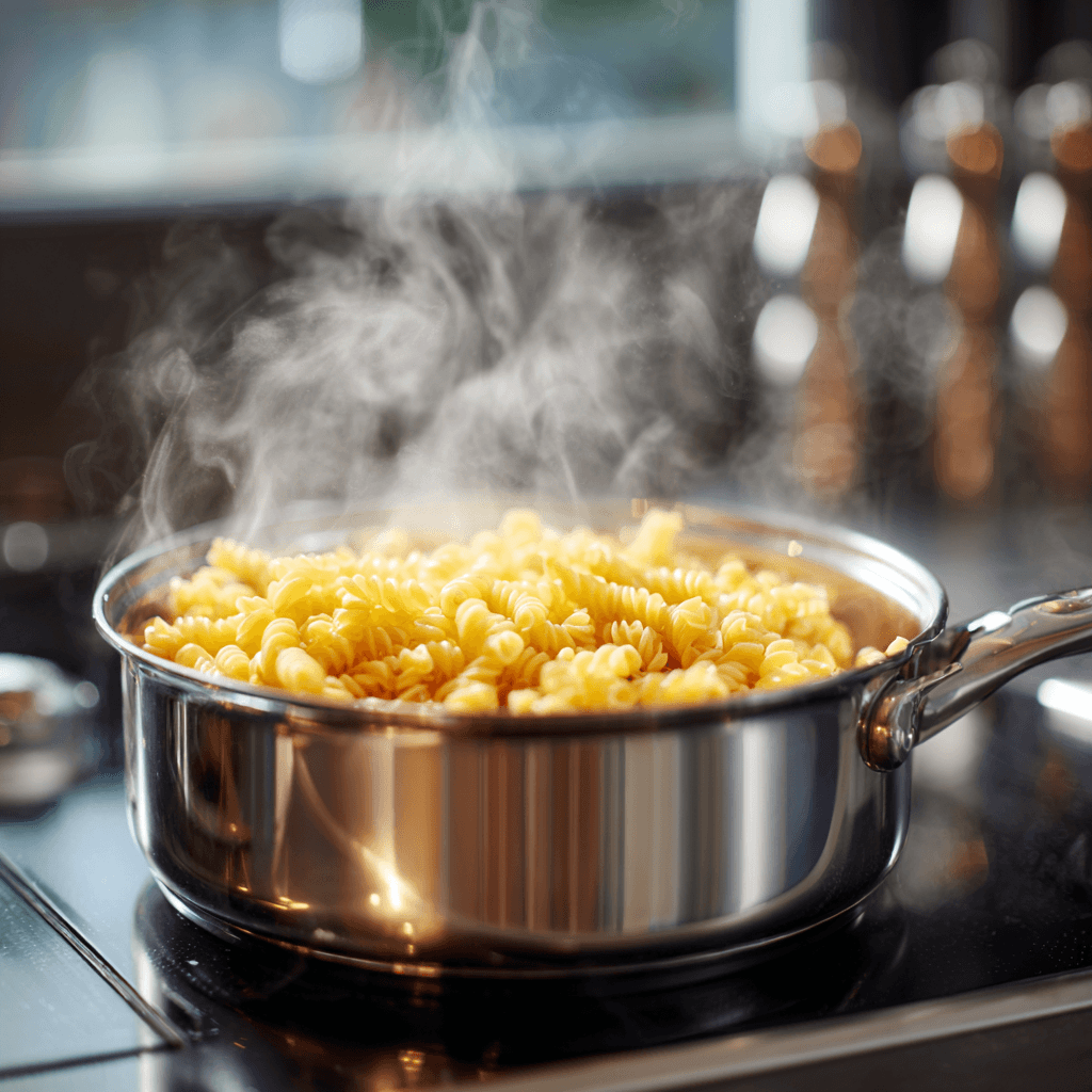 Cooking macaroni for cottage mac and cheese