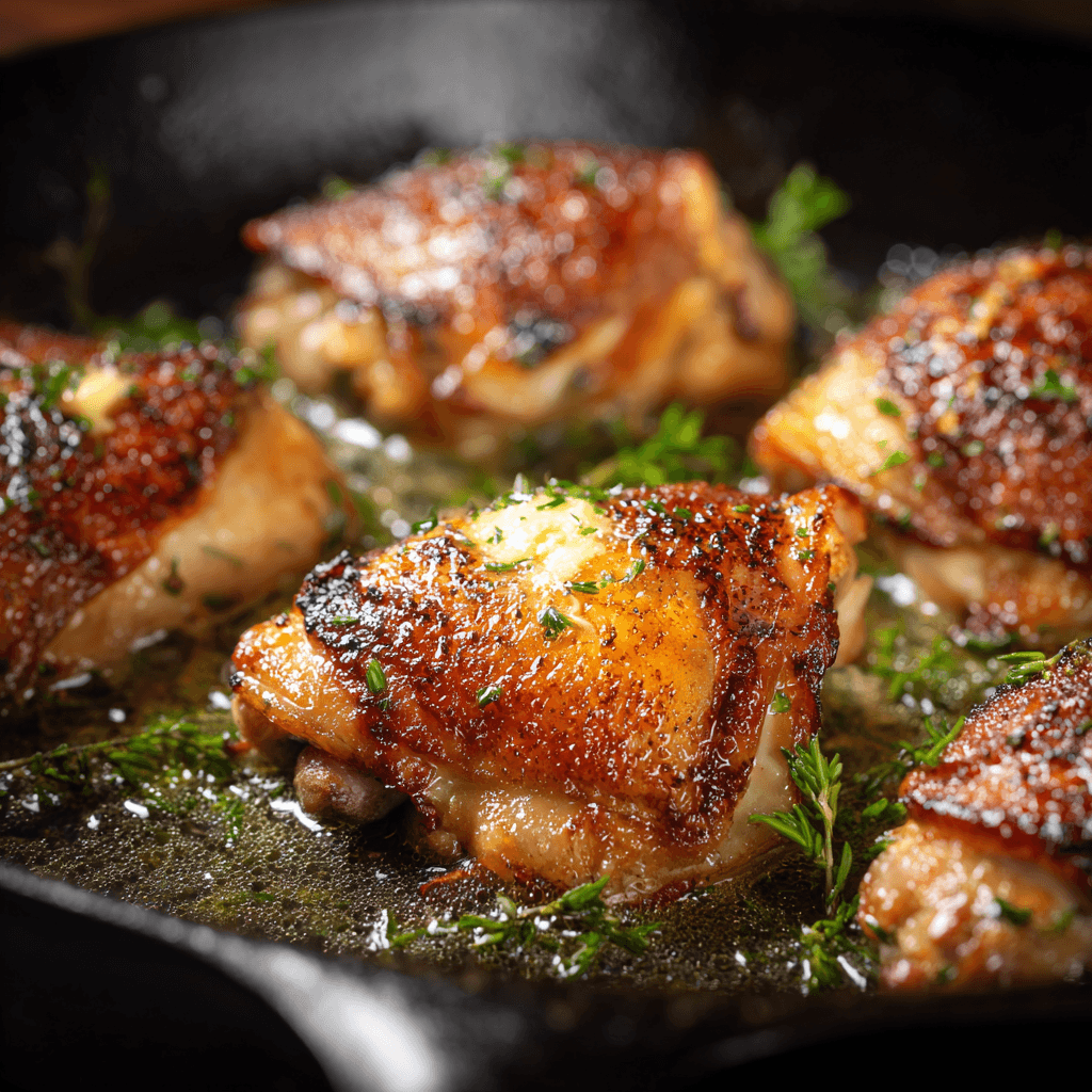 Searing step Chicken and Peaches Recipe