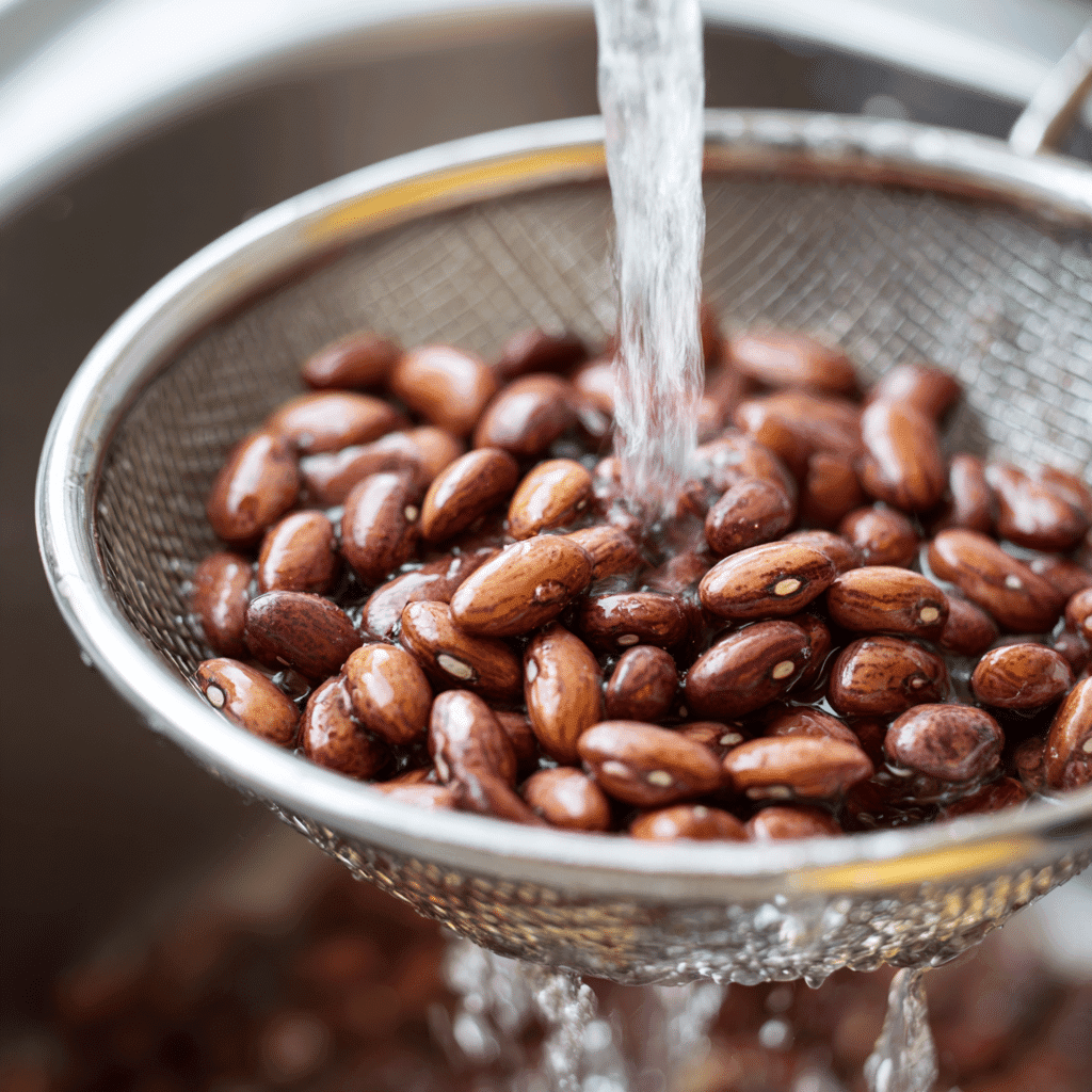 Rinsing beans for dense bean salad
