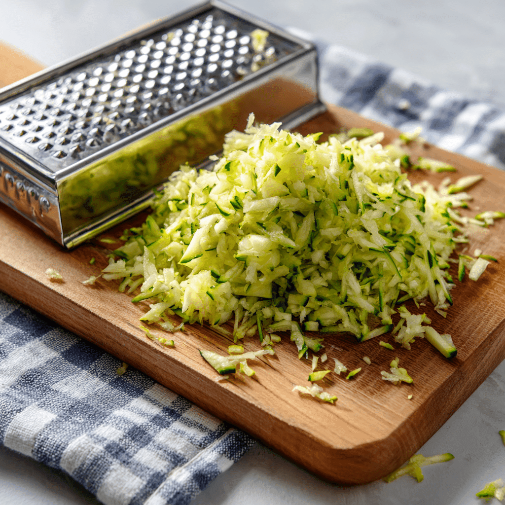 Grated zucchini ready for baking