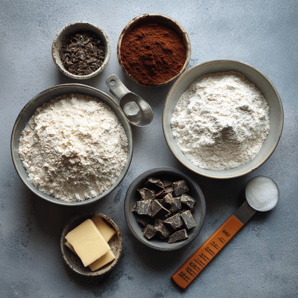 chocolate sourdough ingredients layout