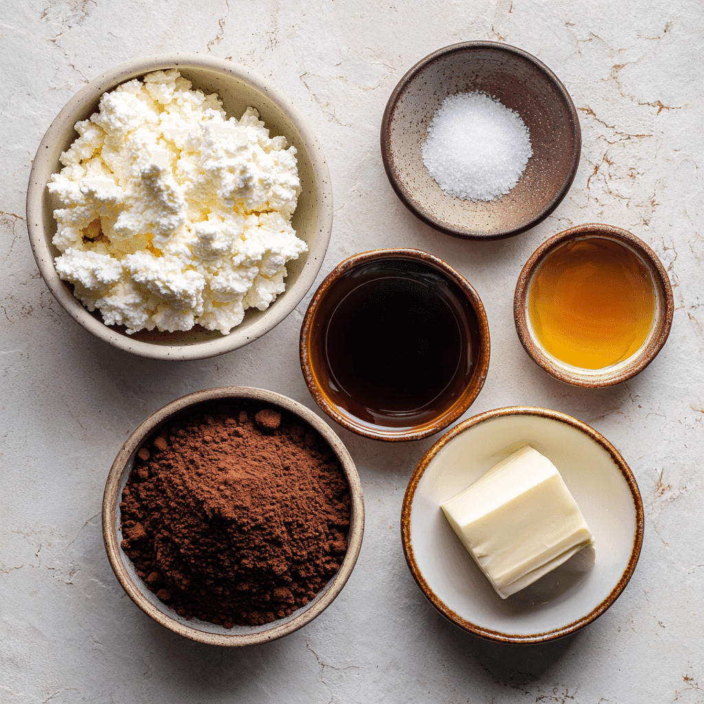 Ingredients for chocolate cottage cheese ice cream
