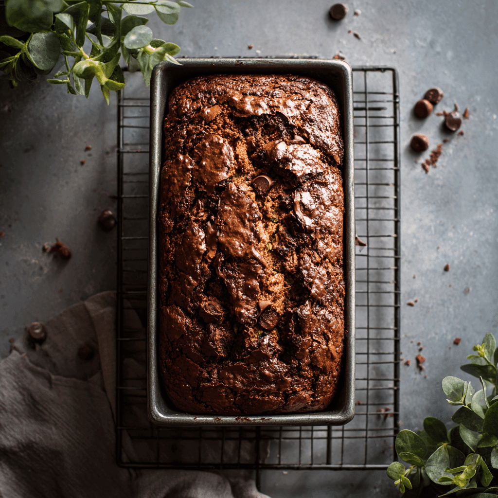 Chocolate zucchini bread just out of the oven