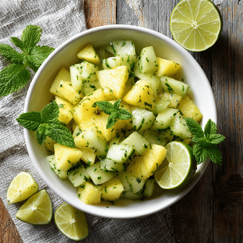 pineapple cucumber salad served fresh in a bowl