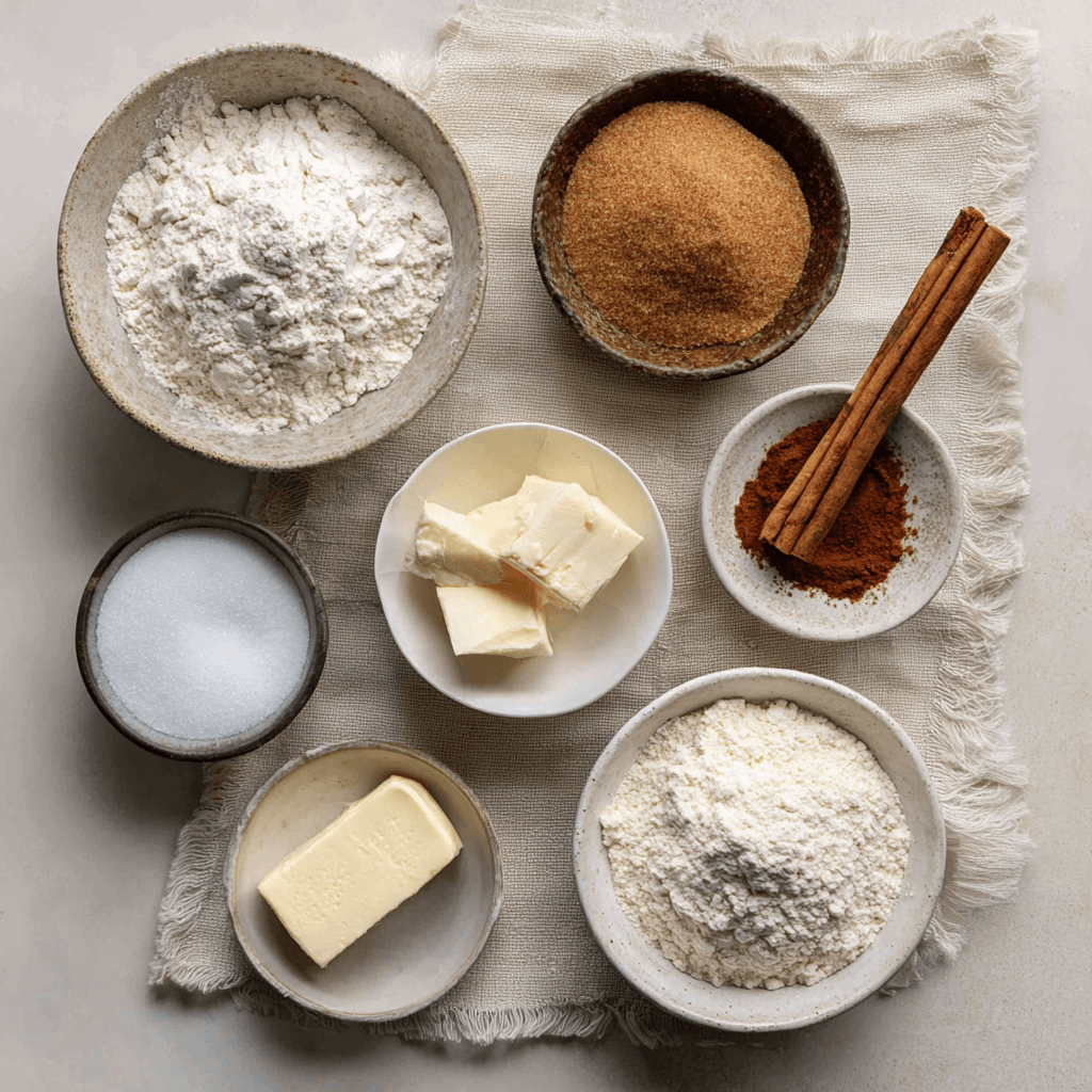 Ingredients for cinnamon sugar sourdough bread