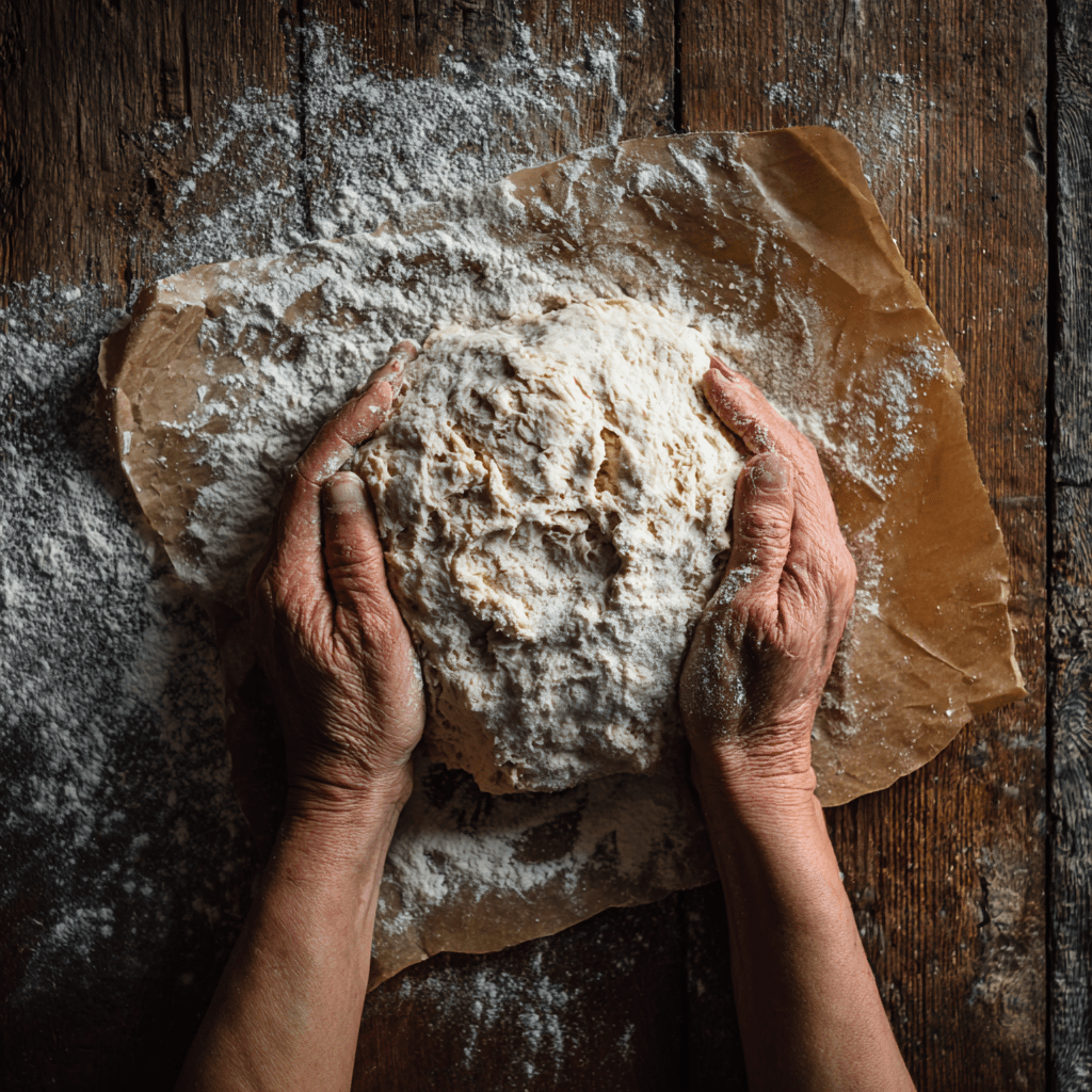 shaping gluten-free levain dough