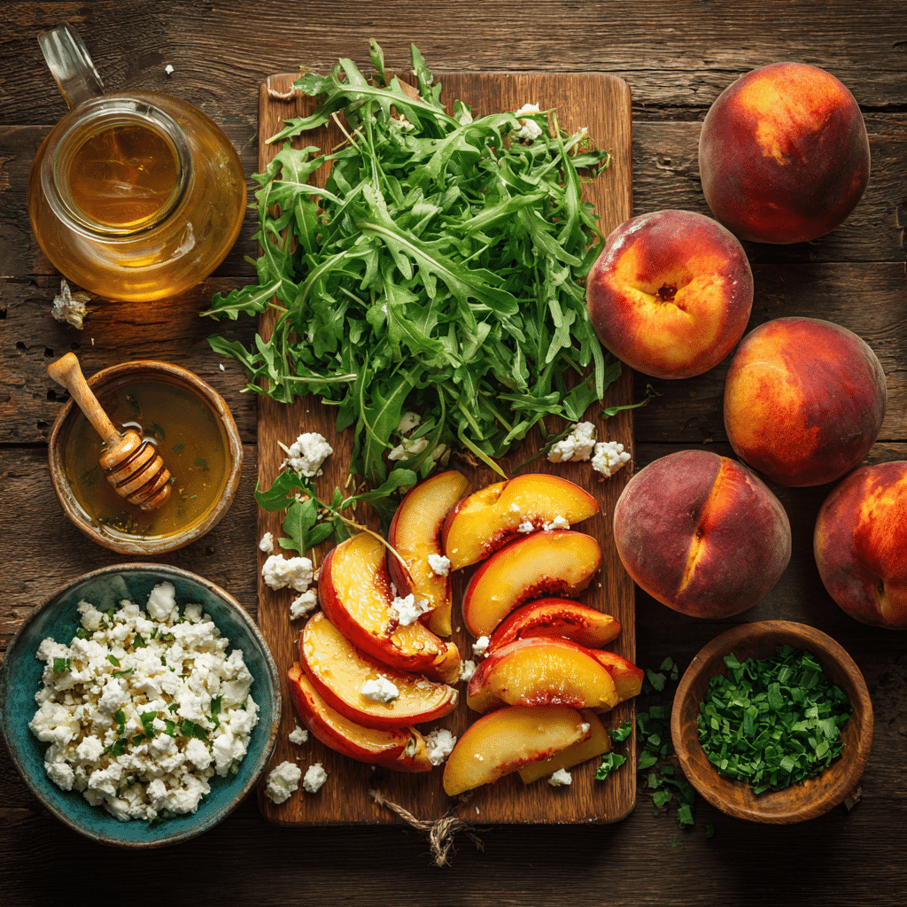 Ingredients for peach nectarine salad
