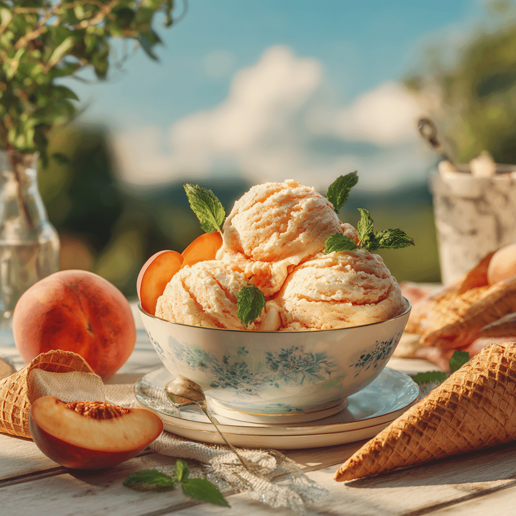 peach ice cream recipe serving idea