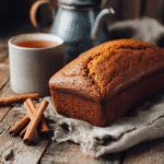 Moist brown sugar pumpkin loaf on a rustic table