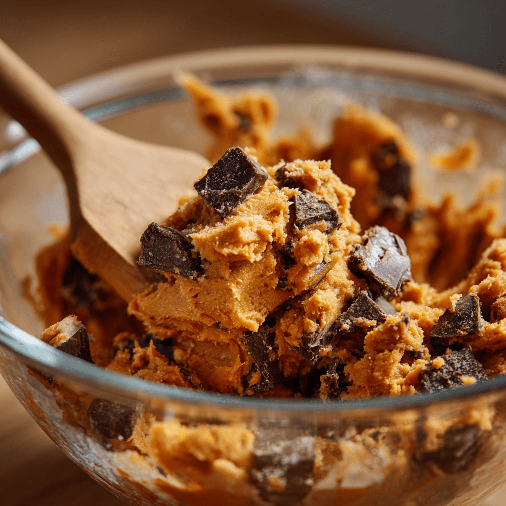 Pumpkin s’mores cookie dough being scooped