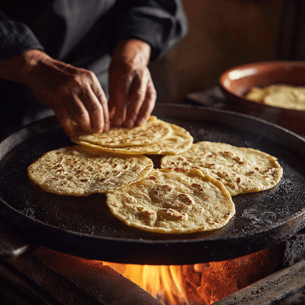 Warming corn tortillas for Mexican Street Tacos