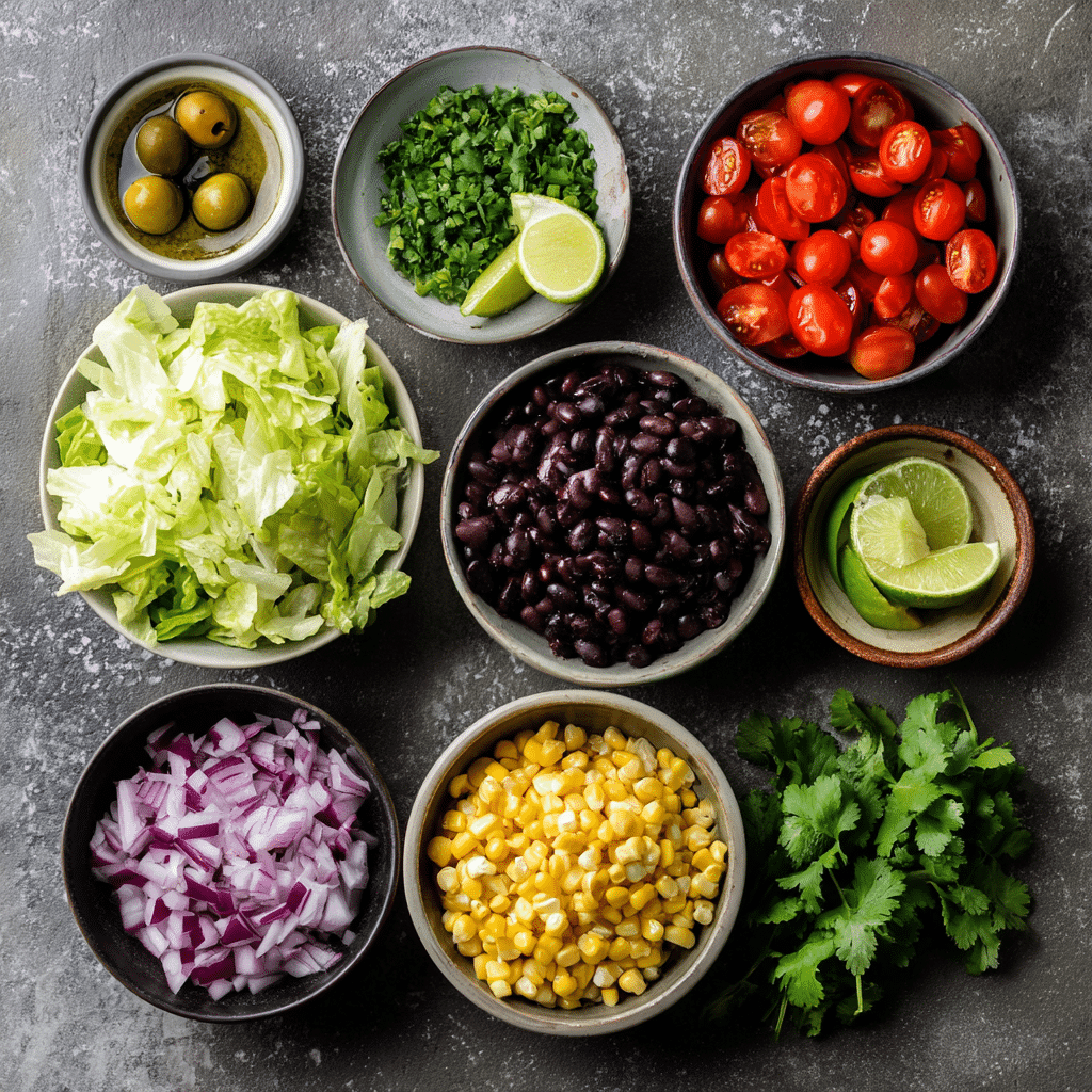Ingredients for Mexican Salad with Cilantro Lime Dressing