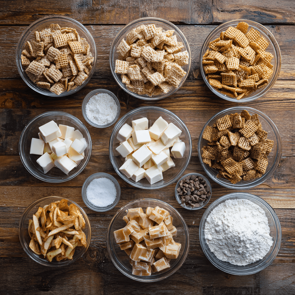 Ingredients for caramel apple puppy chow