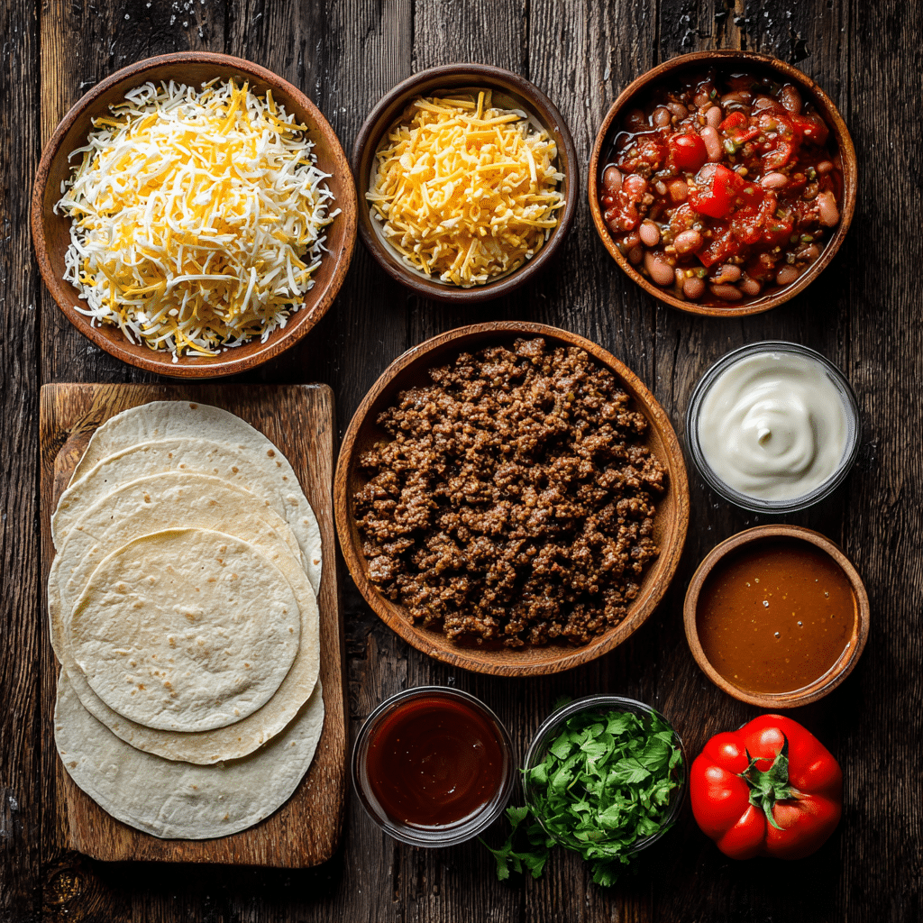 Ingredients for Copycat Taco Bell Mexican Pizzas