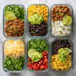 Taco lunch meal prep bowls in containers