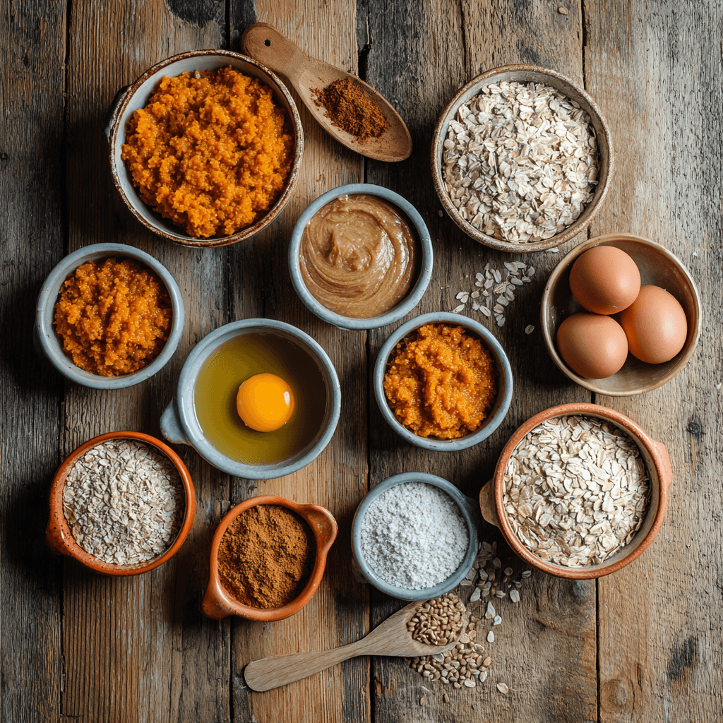 Ingredients for Healthy Pumpkin Oatmeal Bars