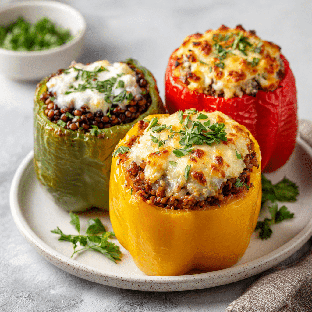 Different variations of Easy Stuffed Bell Peppers including vegetarian, cheesy, and low-carb options.