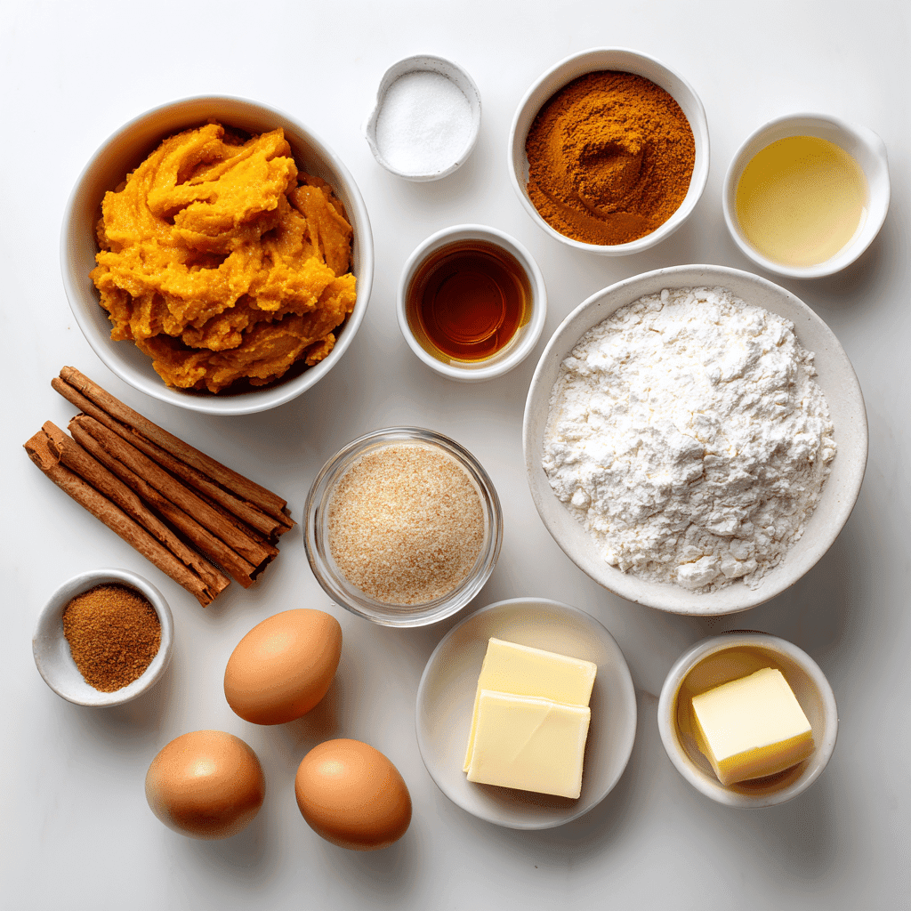 Ingredients for making soft pumpkin cookies