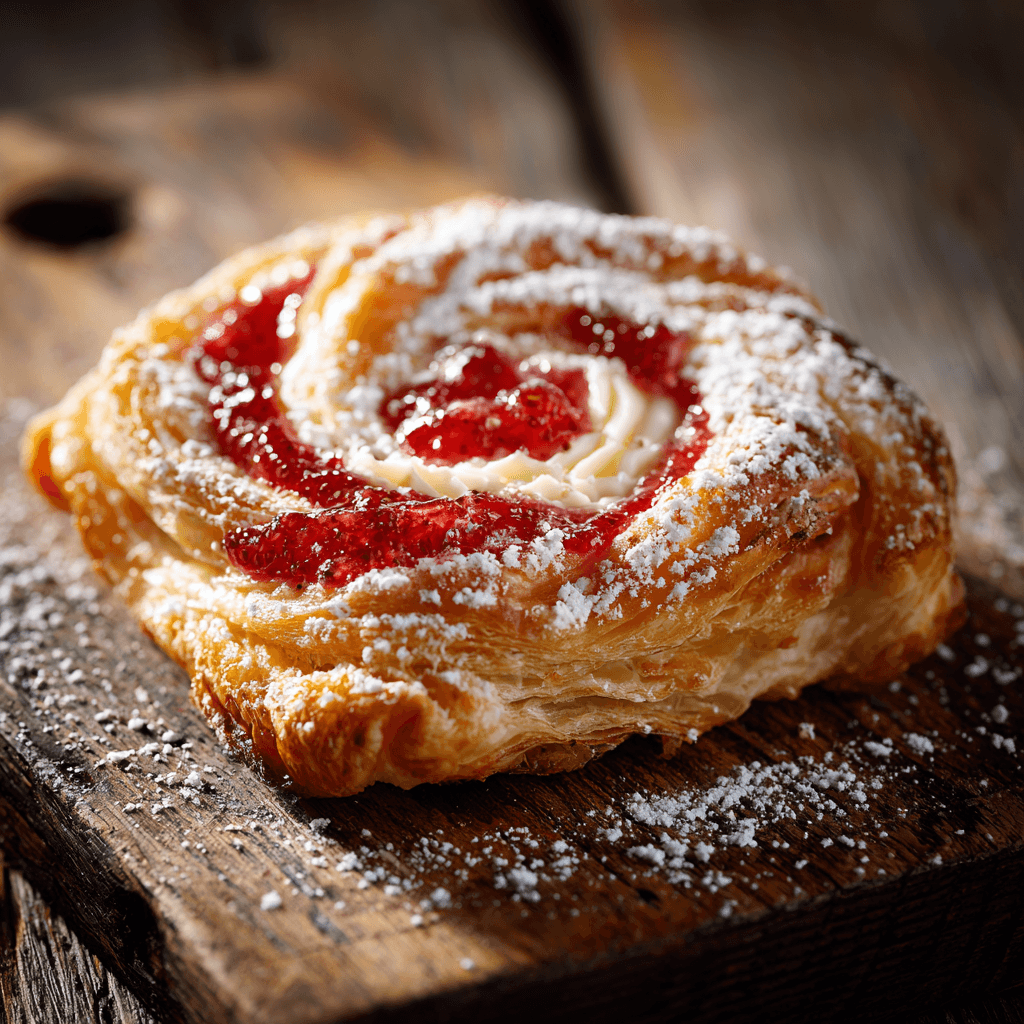 Strawberry Danish pastry flaky puff pastry cream cheese strawberries