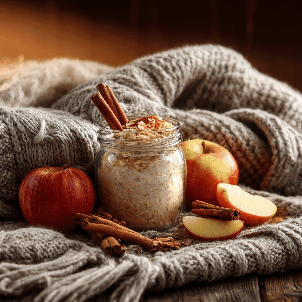 Easy Overnight Oats served in a cozy fall breakfast setting