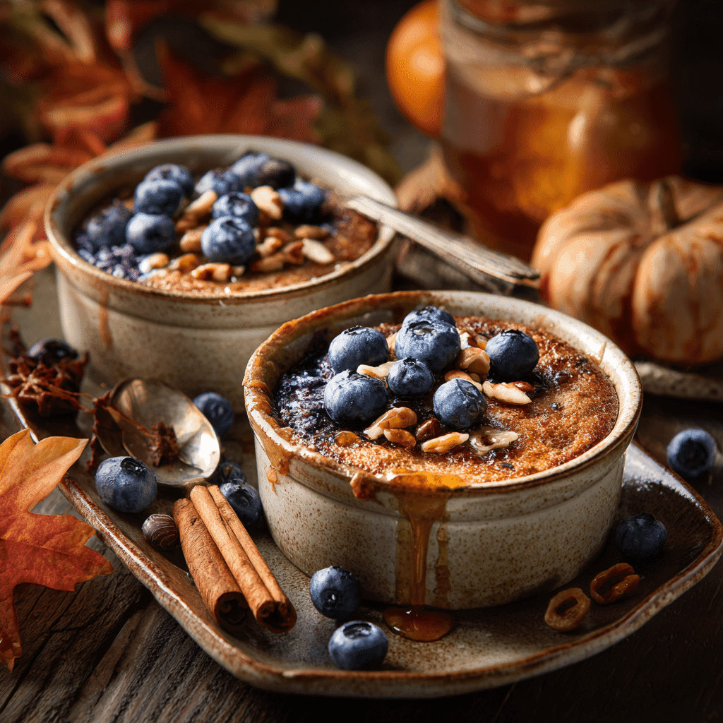Baked Protein Pancake Bowls with fall toppings